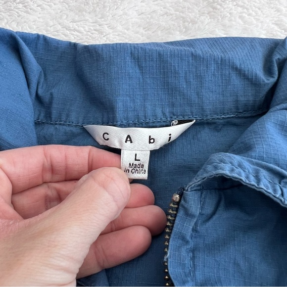 Cabi Blue Spring Lightweight Jacket Cinch Waist Sleeves women’s large - Picture 3 of 5